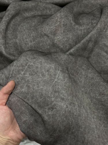 重磅斑驳矿岩青灰绿龟裂纹粘纤亚麻混纺面料门幅1.5米克重300克